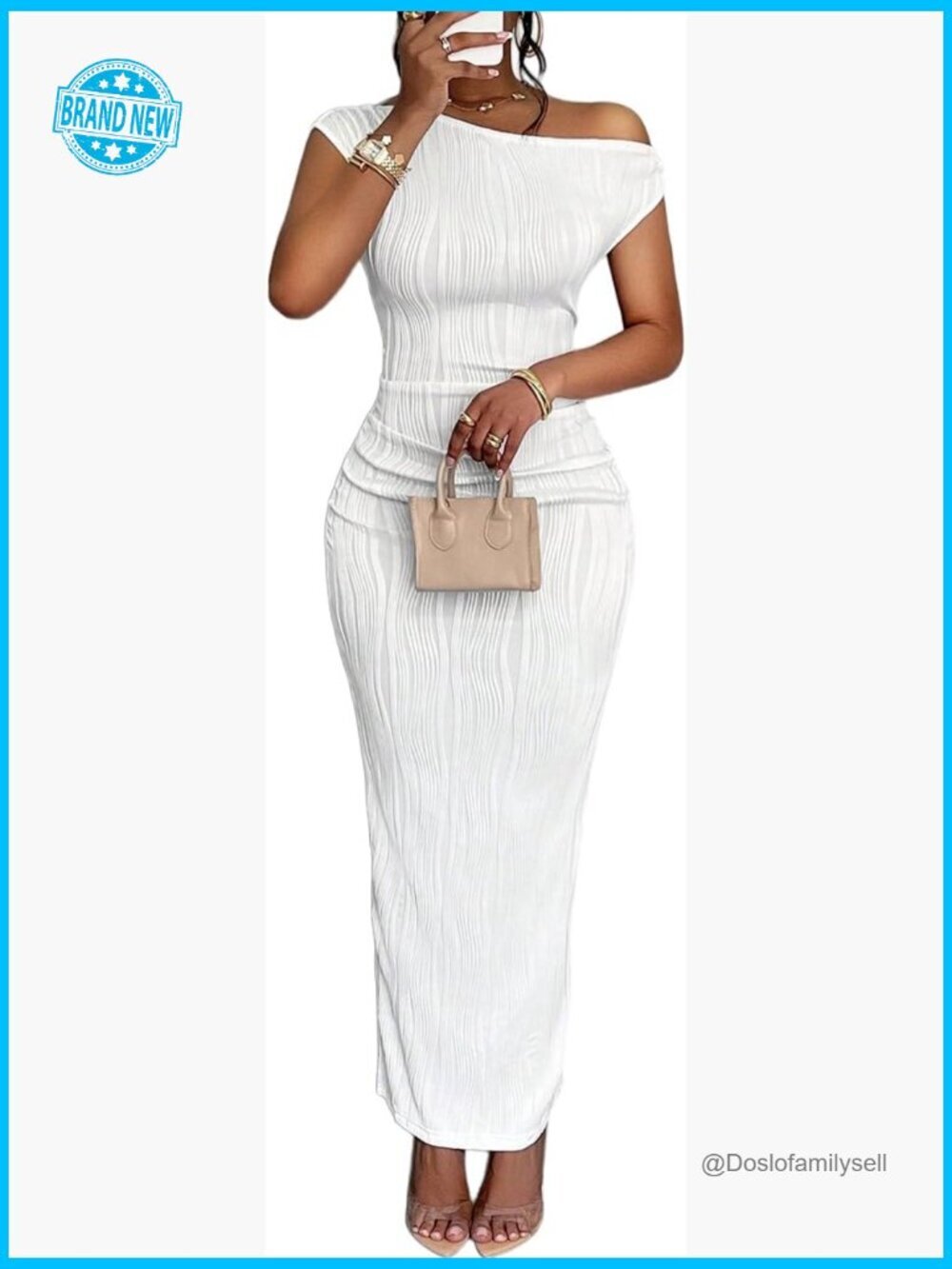 One Shoulder Bodycon Maxi Dress Elegant Slim Fit Summer Party Club Wear Slight